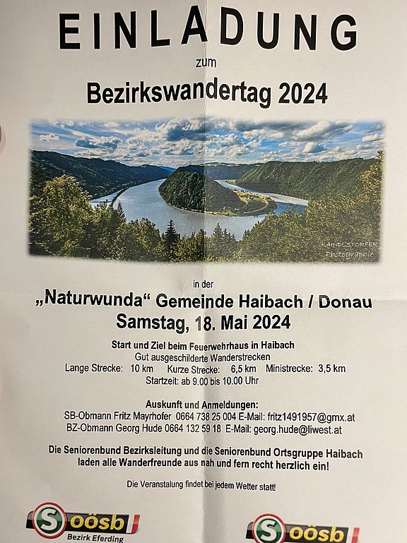 Einladung Bezirkswandertag in Haibach